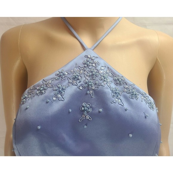 NWT David's Bridal Women's (12) Periwinkle Blue Mock-2 Piece X Neck Prom/Bridal - Picture 4 of 12